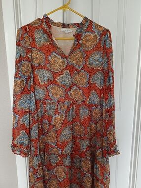 THML Red Orange Paisley Print Blouse